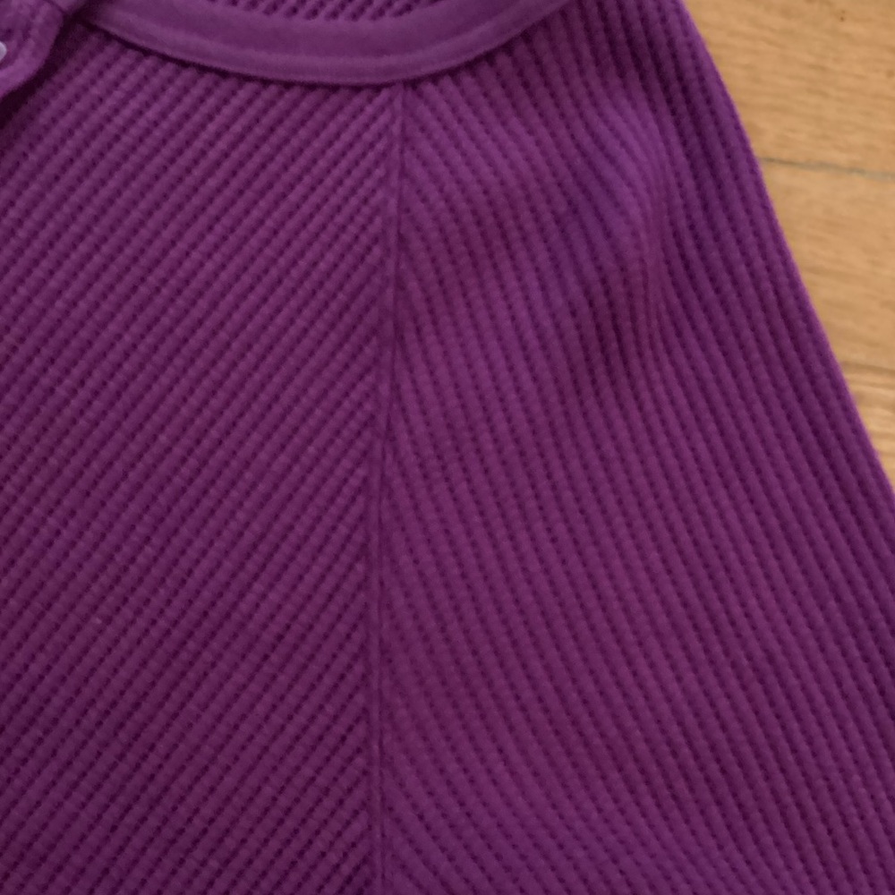 GAP WAFFLE RAGLAN HENLEY LONG SLEEVE RELAXED FIT PURPLE CUSTOMER FAVORITE MED - Picture 8 of 14